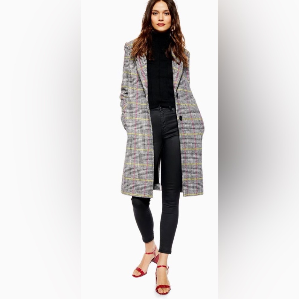 Topshop Plaid Overcoat